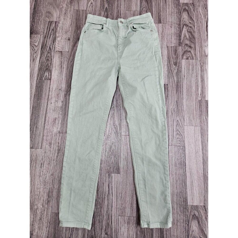 LOFT Jeans Womens 00/24 Mint Green Mid Rise Skinny Stretch 5 Pocket Ankle Denim